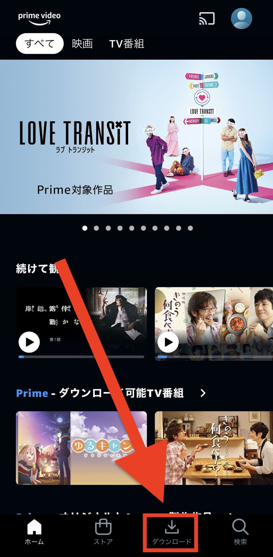 ダウンロードをタップ