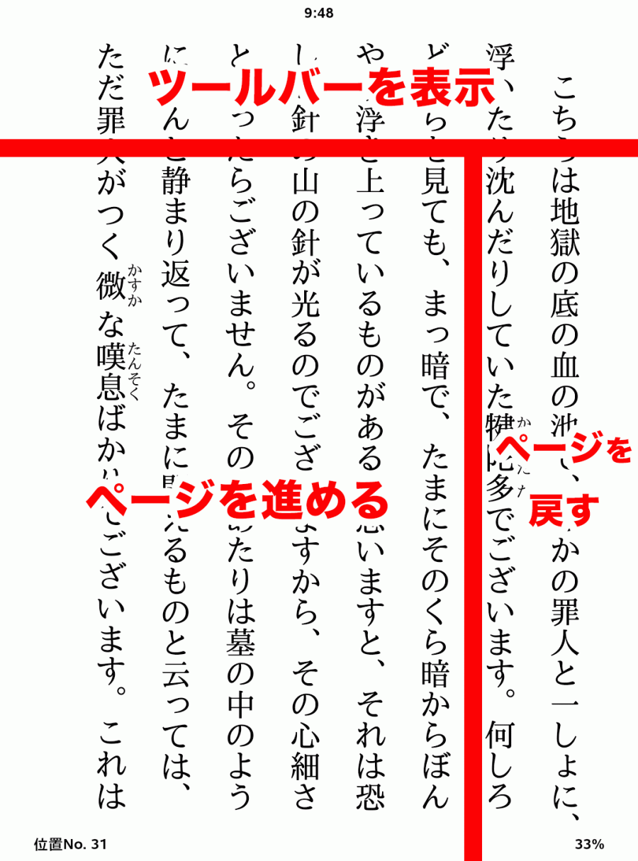 ページのめくり方説明の画像