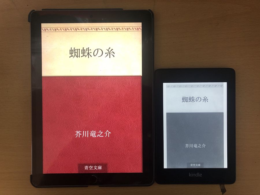 『Kindle』と『iPad』のカラーページの画面
