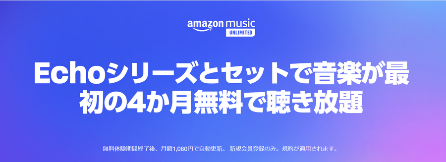 Echoシリーズとセットで4ヵ月無料のキャンペーン画面