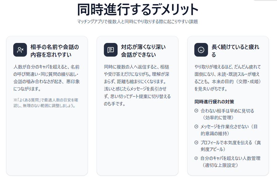 マッチングアプリで同時進行するデメリット3つ