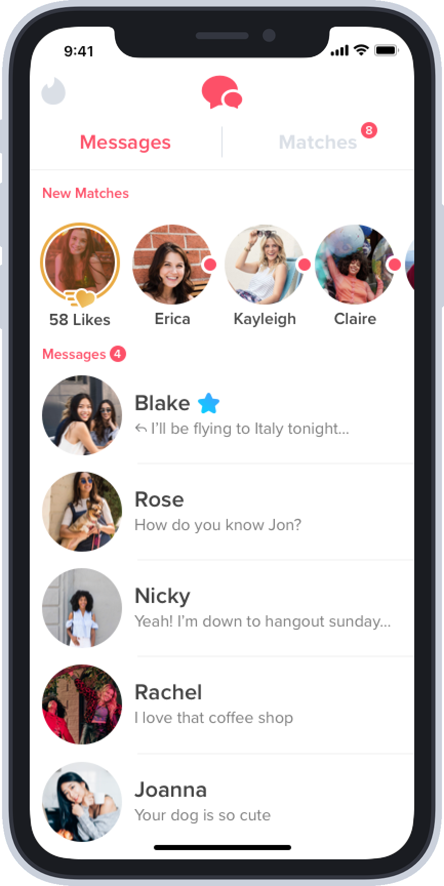 Tinder メッセージ画面