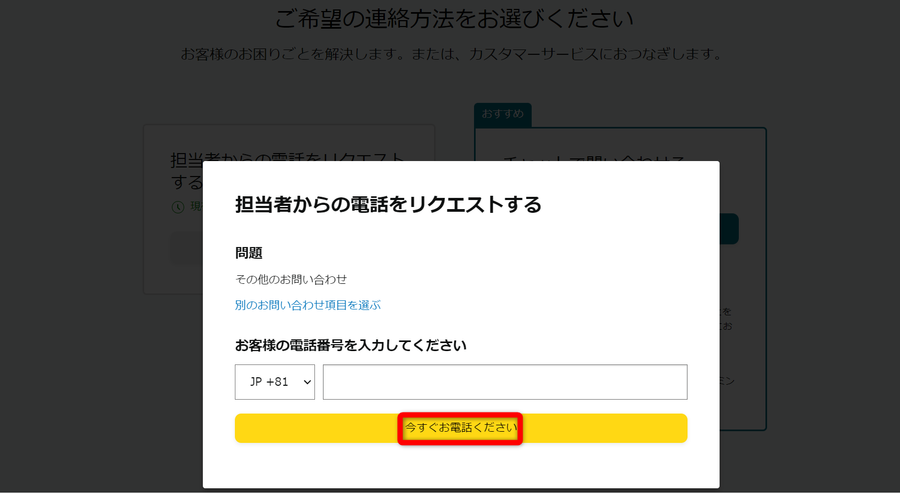 自分の電話番号を入力する画面