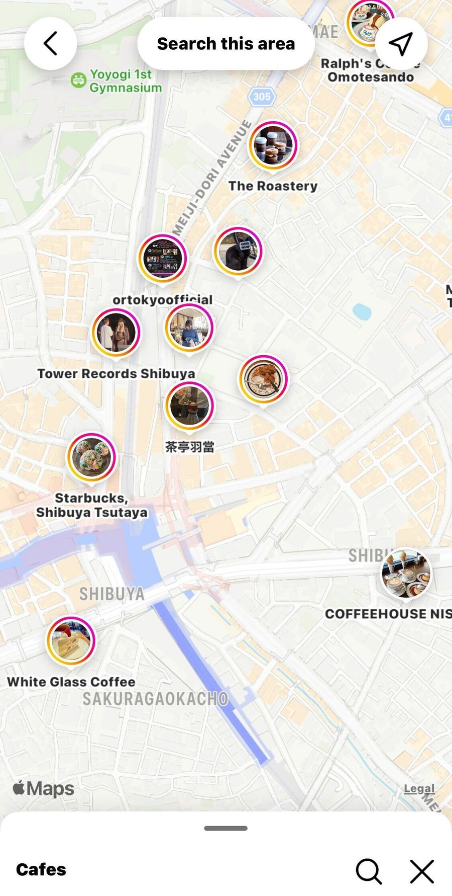 Instagramの地図検索