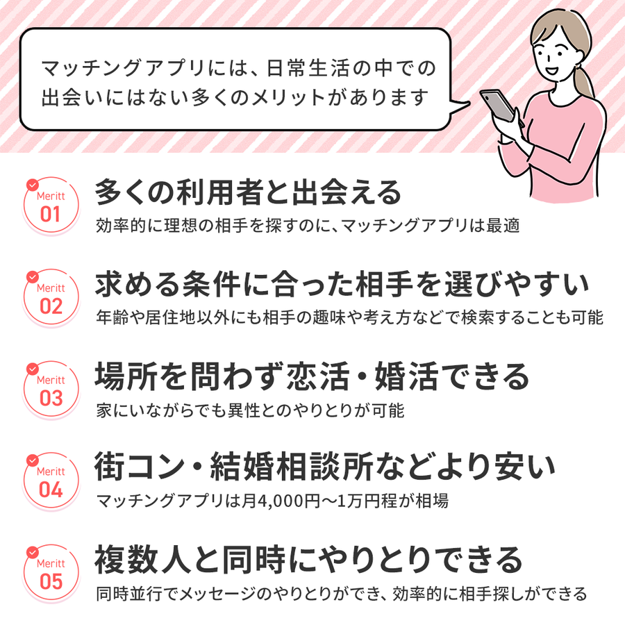 マッチングアプリのメリットまとめの画像