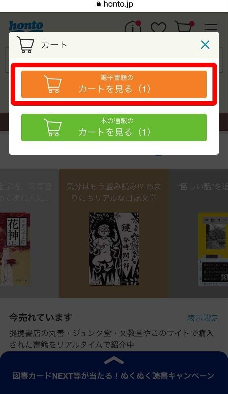 honto・ショッピングカート選択画面