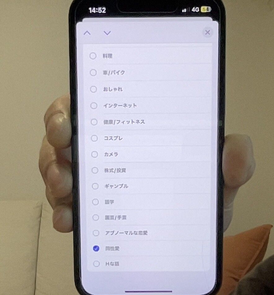 ハッピーメールのカテゴリー指定画面
