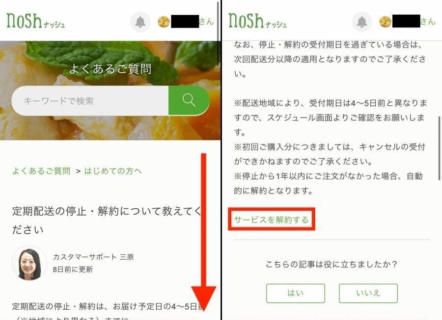 ナッシュアプリからの解約