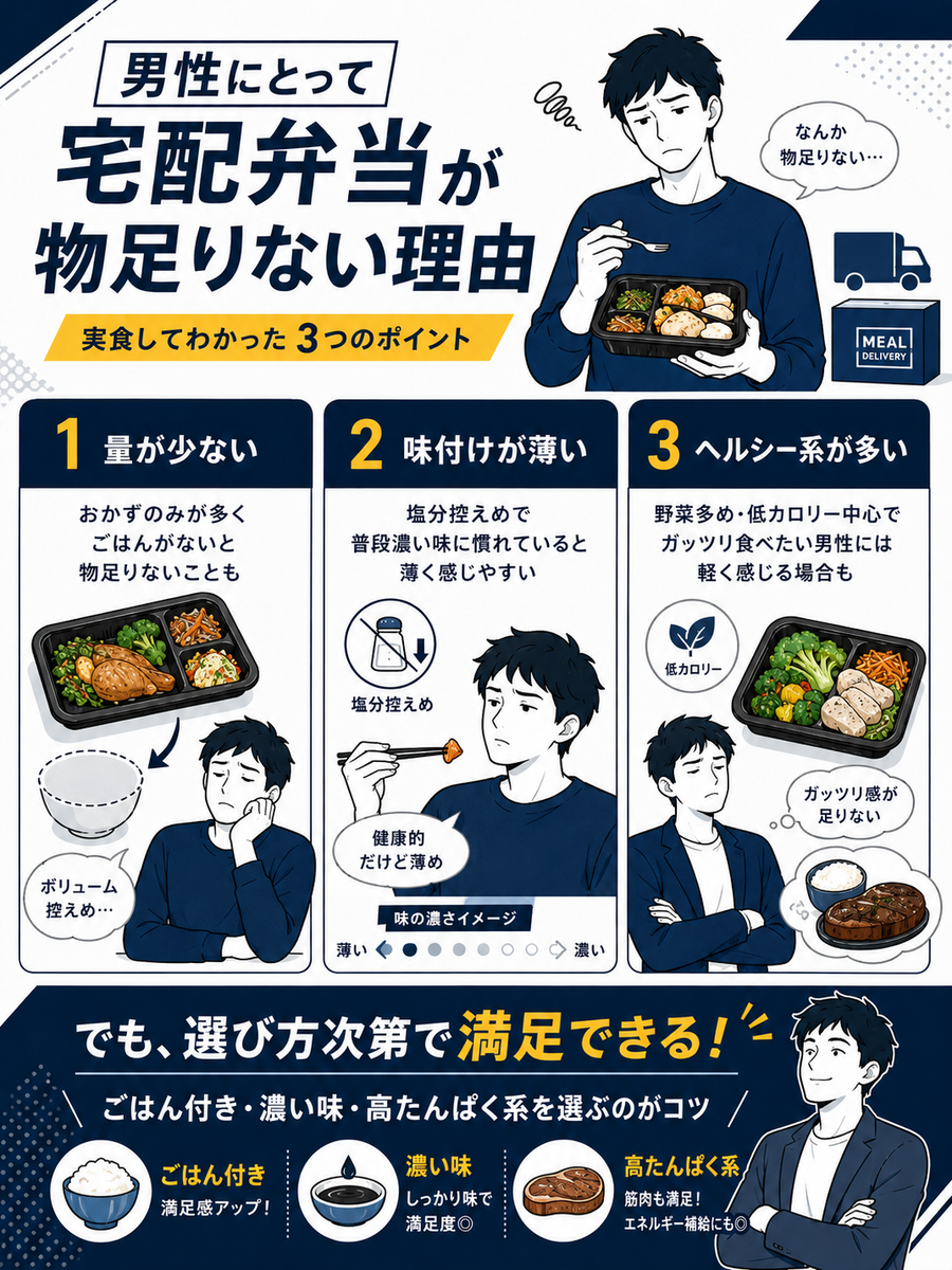 宅配弁当が男性にとって物足りない理由　図説