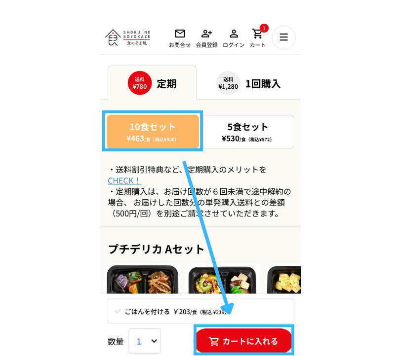 食数の選択