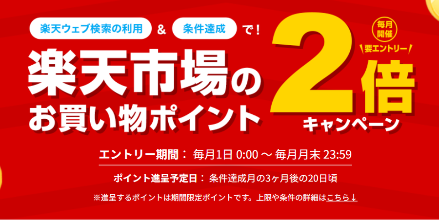 楽天市場のお買い物ポイント2倍キャンペーン