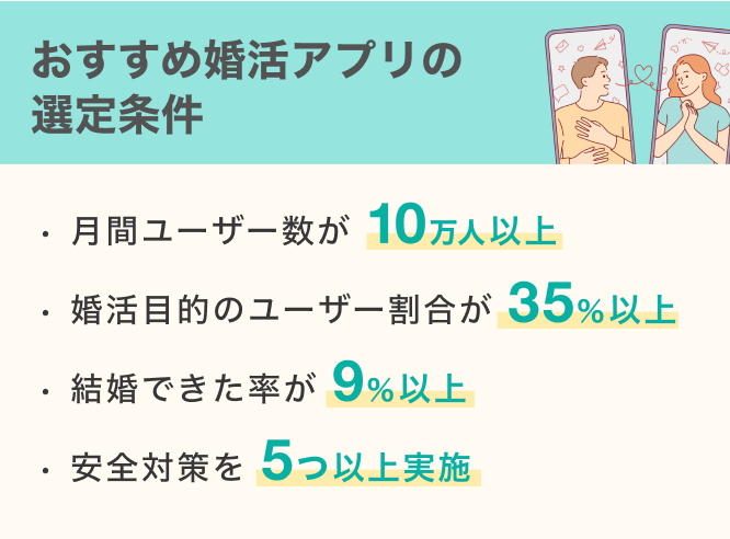 おすすめ婚活アプリの選定条件
