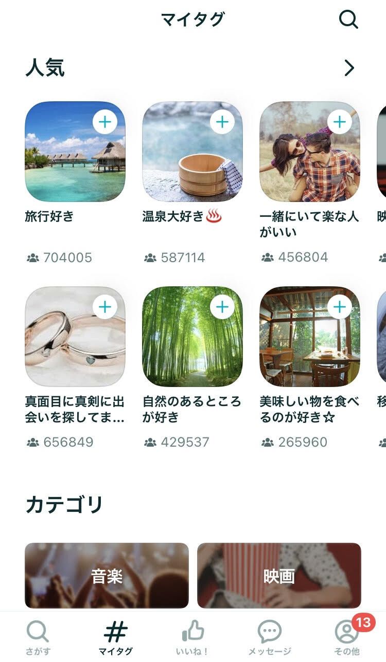 ペアーズマイタグ画面