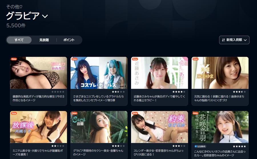 U-NEXTのグラビア作品ページ