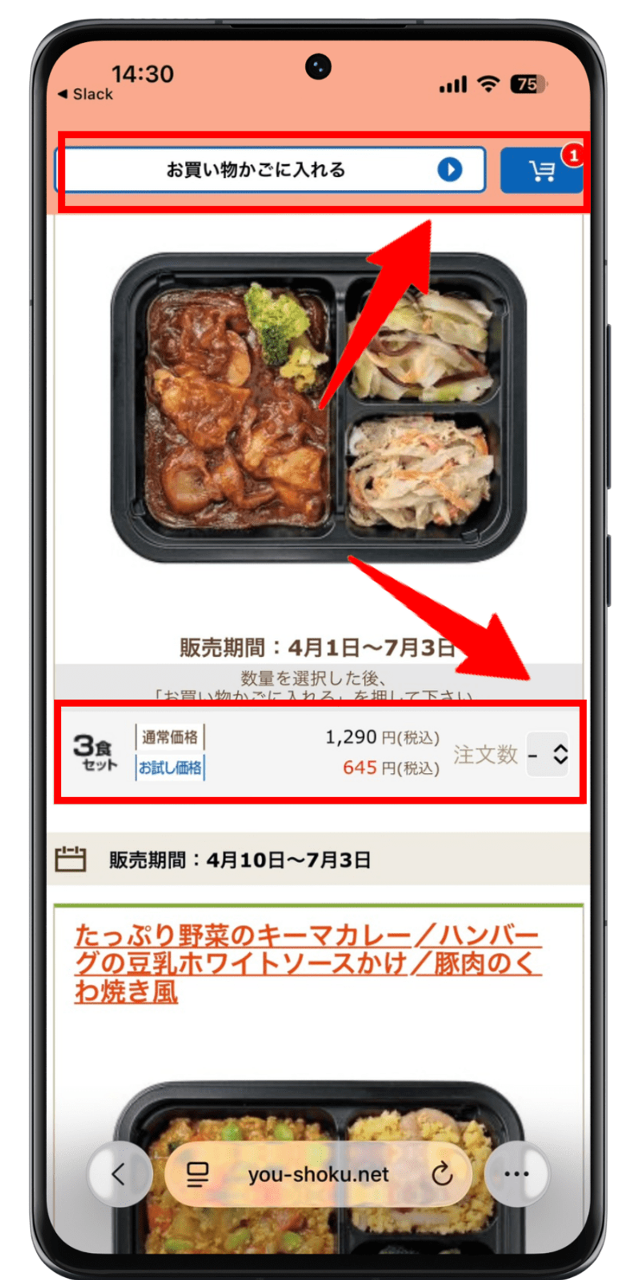 夕食ネット 注文手順 4